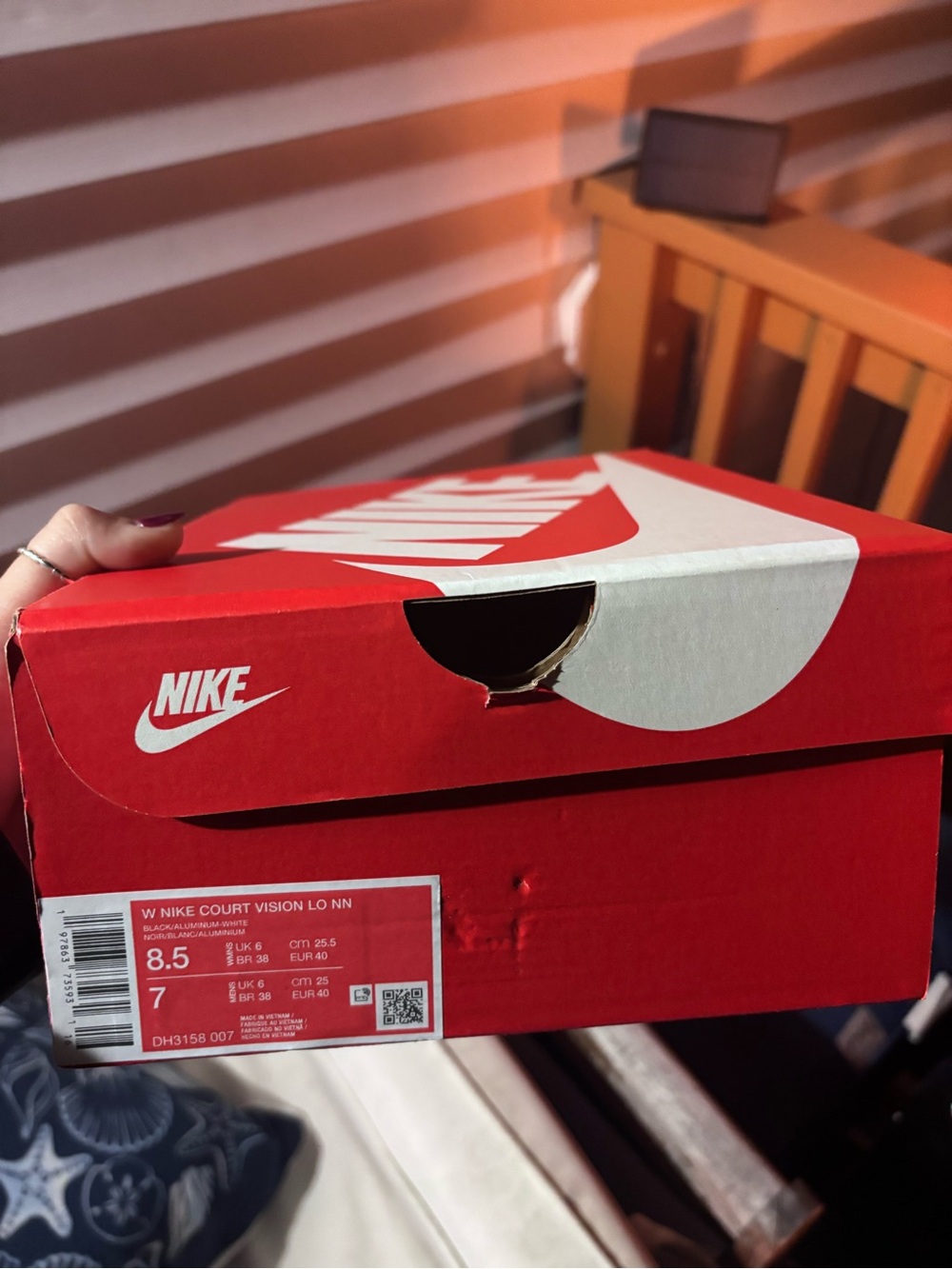 Nike Red and White Kids Shoe Box - Court Vision Style
